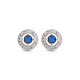 AES221B | 925 Silver Rhodium Halo Studs Sapphire Centre CZ