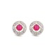 AES221R | 925 Silver Rhodium Halo Studs Ruby Centre CZ