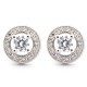 AES221W | 925 Silver Rhodium Halo CZ Studs White