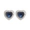 AES222B | 925 Silver Rhodium Heart Shape Studs Sapphire Centre CZ