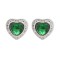 AES222G | 925 Silver Rhodium Heart Shape Studs Emerald Centre CZ