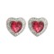 AES222R | 925 Silver Rhodium Heart Shape Studs Ruby Centre CZ