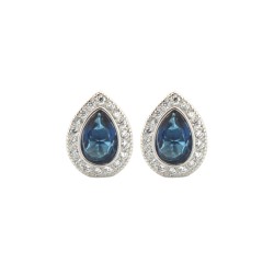 AES223B | 925 Silver Rhodium Pear Shape Studs Sapphire Centre CZ