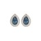 AES223B | 925 Silver Rhodium Pear Shape Studs Sapphire Centre CZ