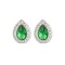 AES223G | 925 Silver Rhodium Pear Shape Studs Emerald Centre CZ