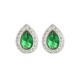 AES223G | 925 Silver Rhodium Pear Shape Studs Emerald Centre CZ