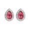 AES223R | 925 Silver Rhodium Pear Shape Studs Ruby Centre CZ