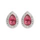 AES223R | 925 Silver Rhodium Pear Shape Studs Ruby Centre CZ