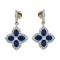 AES226B | 925 Silver 14ct Gold Plate CZ Set Clover Drops Blue