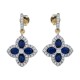 AES226B | 925 Silver 14ct Gold Plate CZ Set Clover Drops Blue