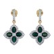 AES226G | 925 Silver 14ct Gold Plate CZ Set Clover Drops Green