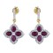 AES226R | 925 Silver 14ct Gold Plate CZ Set Clover Drops Red