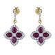 AES226R | 925 Silver 14ct Gold Plate CZ Set Clover Drops Red