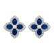 AES227B | 925 Silver 14ct Gold Plate CZ Set Clover Studs Blue