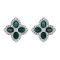 AES227G | 925 Silver 14ct Gold Plate CZ Set Clover Studs Green