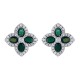 AES227G | 925 Silver 14ct Gold Plate CZ Set Clover Studs Green