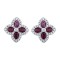 AES227R | 925 Silver 14ct Gold Plate CZ Set Clover Studs Red