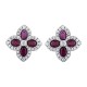 AES227R | 925 Silver 14ct Gold Plate CZ Set Clover Studs Red