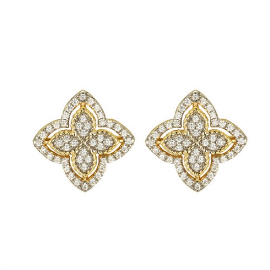 AES228 | 925 Silver 14ct Gold Plate CZ Set Clover Cluster Studs