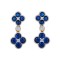 AES229B | 925 Silver 14ct Gold Plate CZ Set Clover Drops Blue