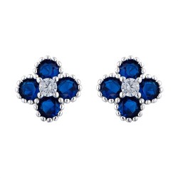 AES230B | 925 Silver Rhodium CZ Set Clover Studs