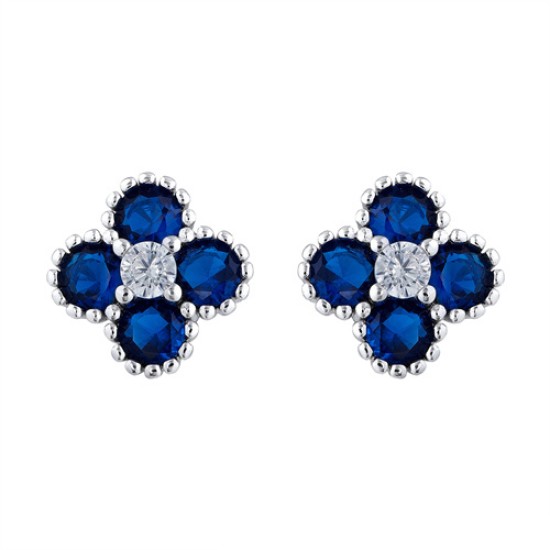 AES230B | 925 Silver Rhodium CZ Set Clover Studs