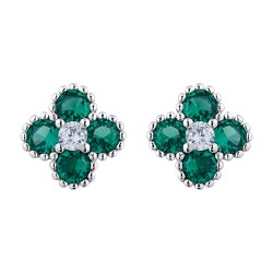 AES230G | 925 Silver Rhodium CZ Set Clover Studs