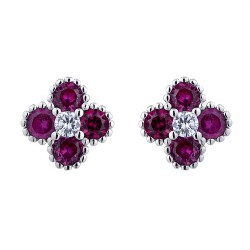 AES230R | 925 Silver Rhodium CZ Set Clover Studs