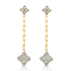 AES231 | 925 Silver 14ct Gold Plated CZ Set Clover Drops