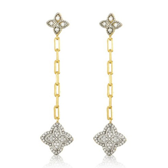 AES231 | 925 Silver 14ct Gold Plated CZ Set Clover Drops