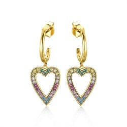 AES238 | 925 Silver 14ct Gold Plated Multi Col CZ Set Earrings