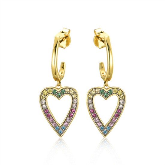 AES238 | 925 Silver 14ct Gold Plated Multi Col CZ Set Earrings