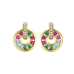 AES239 | 925 Silver 14ct Gold Plated Multi Col CZ Set Earrings