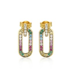 AES240 | 925 Silver 14ct Gold Plated Multi Col CZ Set Earrings