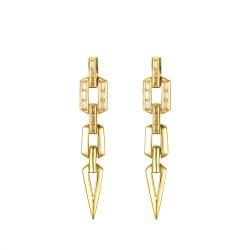 AES241 | 925 Silver 14ct Gold Plated CZ Set Stud Drop Earrings