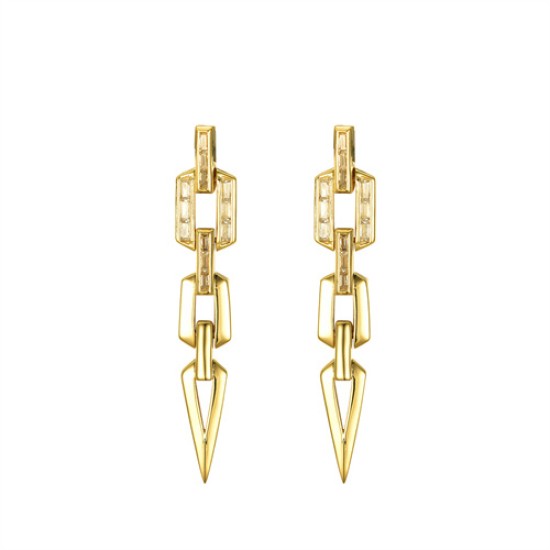 AES241 | 925 Silver 14ct Gold Plated CZ Set Stud Drop Earrings