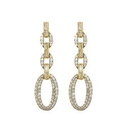 AES242 | 925 Silver 14ct Gold Plated CZ Set Stud Drop Earrings