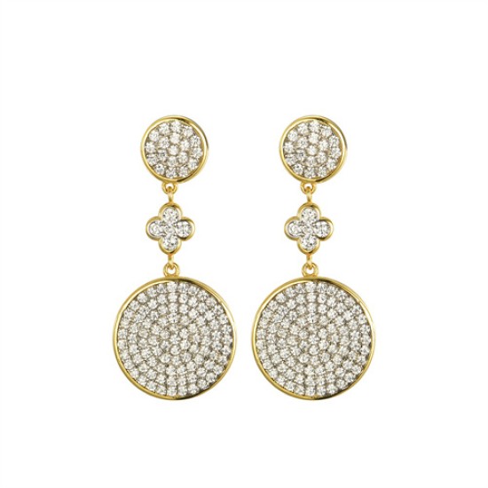 AES243 | 925 Silver 14ct Gold Plated CZ Set Stud Drop Earrings