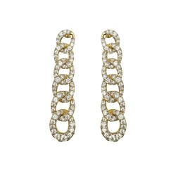 AES244 | 925 Silver 14ct Gold Plated CZ Set Stud Drop Earrings