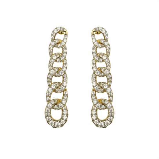 AES244 | 925 Silver 14ct Gold Plated CZ Set Stud Drop Earrings