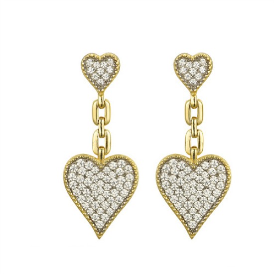 AES245 | 925 Silver 14ct Gold Plated CZ Set Stud Drop Earrings