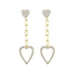 AES246 | 925 Silver 14ct Gold Plated CZ Set Stud Drop Earrings