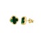 AES251-GP | 925 Silver 14ct Gold Plated Green Malachite Clover Studs