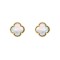 AES255-GP | 925 Silver 14ct gold Plated 5 Clover Stud Earrings  MOP  White Colour