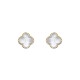 AES259-GP | 925 Silver 14ct gold Plated 8mm  CZ Set 5 Clover Stud Earrings  MOP  White Colour