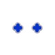 AES260 | 925 Silver Rhodium 8mm  CZ Set 5 Clover  Stud Earrings Blue Agate Colour