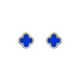 AES260-GP | 925 Silver 14ct gold Plated 8mm  CZ Set 5 Clover Stud Earrings  Blue Agate Colour