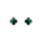 AES261 | 925 Silver Rhodium 8mm  CZ Set 5 Clover  Stud Earrings Malachite Green Colour