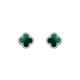 AES261 | 925 Silver Rhodium 8mm  CZ Set 5 Clover  Stud Earrings Malachite Green Colour