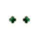 AES261-GP | 925 Silver 14ct gold Plated 8mm  CZ Set 5 Clover  Stud Earrings  Malachite Green